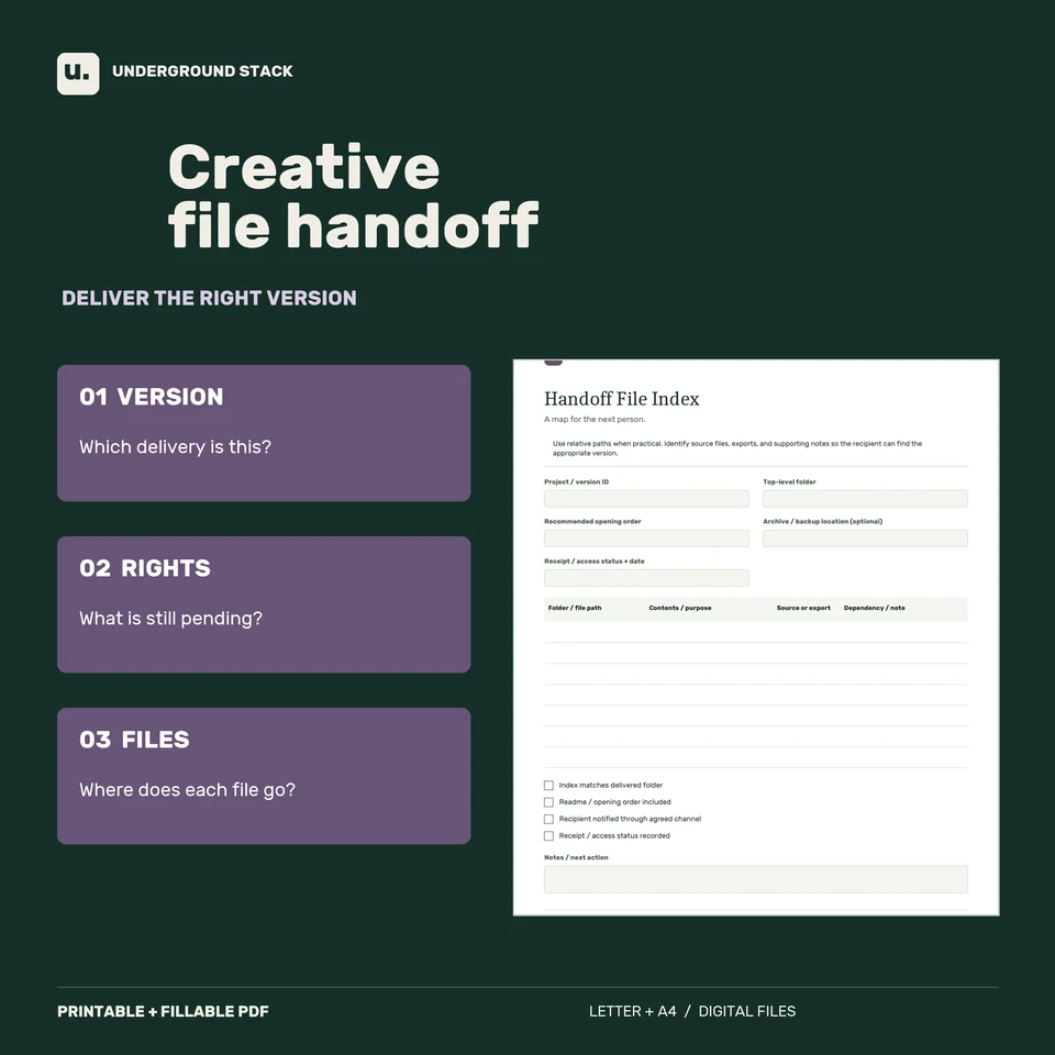 Product preview of Creative Project Handoff Kit