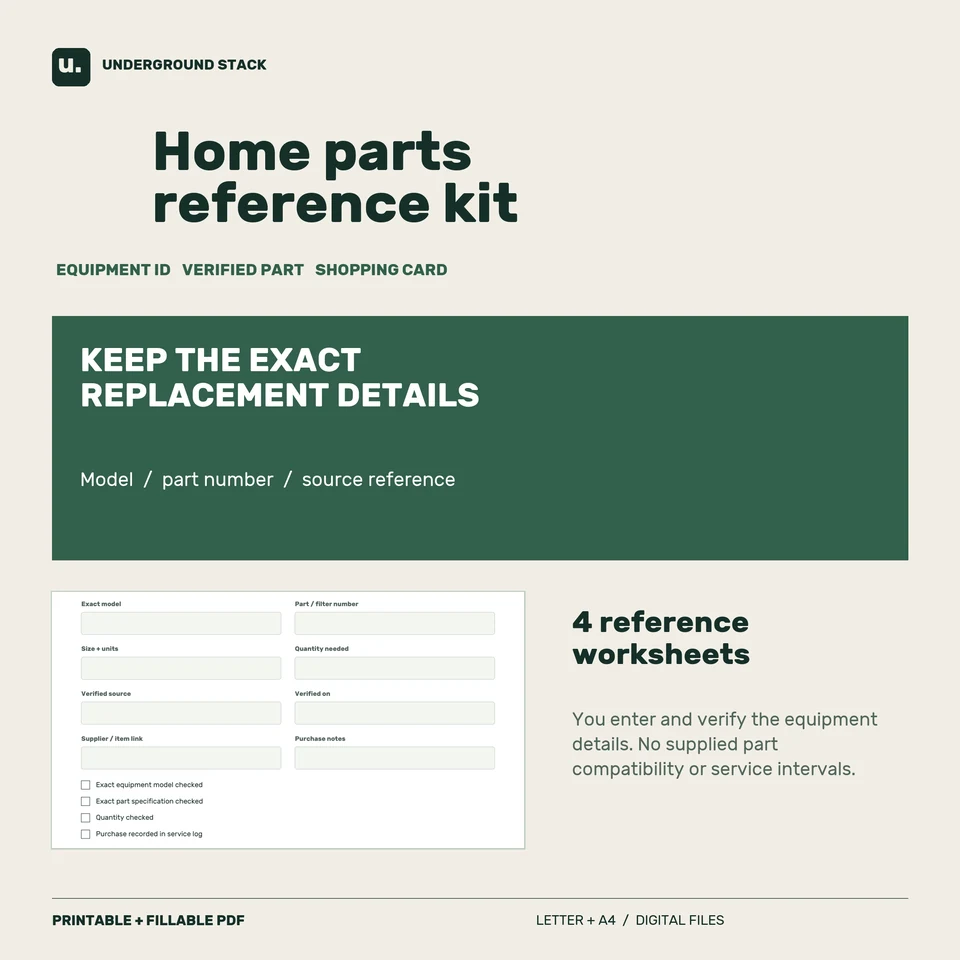 Product preview of Home Filter & Maintenance Record